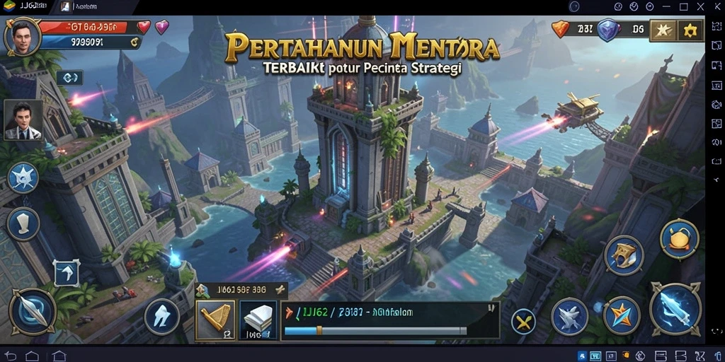 Tampilan gameplay seru dari JJ62 dalam pertahanan menara.