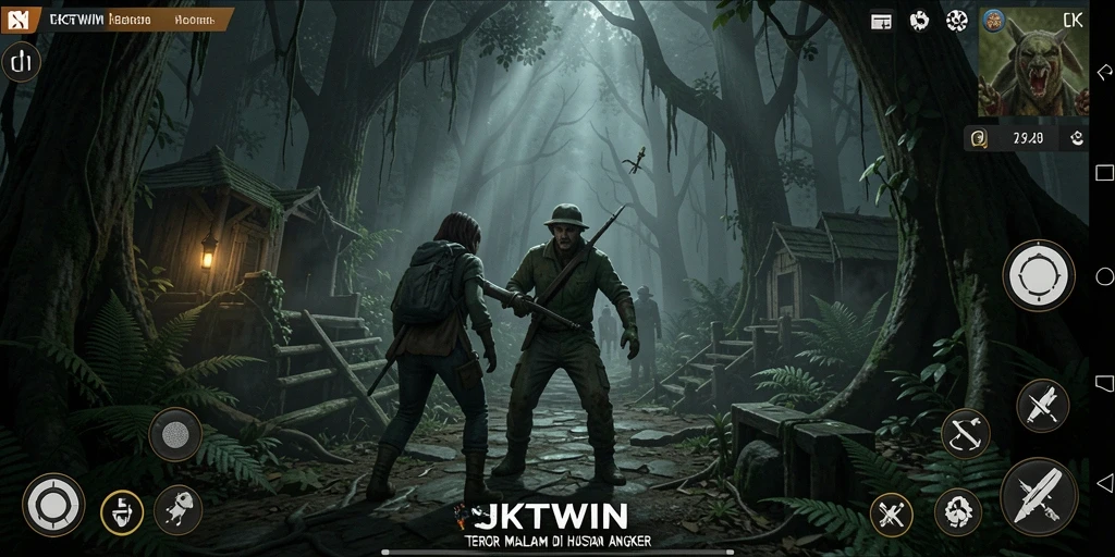 Screenshot menampilkan gameplay menegangkan dengan elemen horor yang kuat.