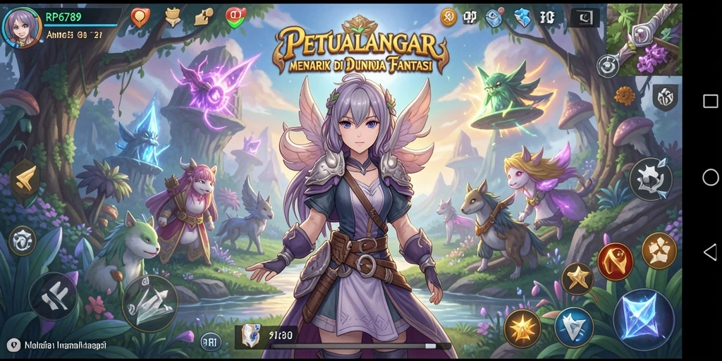 Tampilan gameplay seru dalam RPG Anime yang mendebarkan.