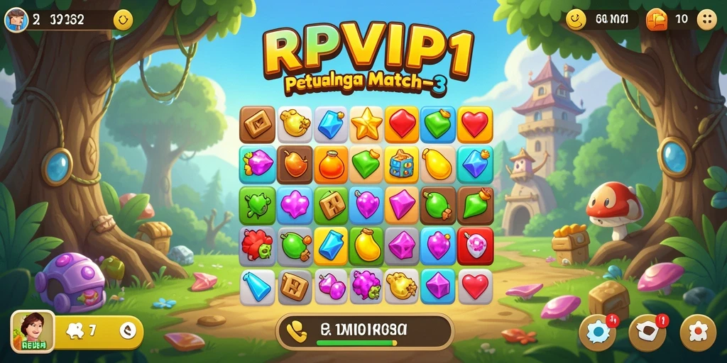 Tampilan permainan RPVIP1 yang memukau dan penuh warna dalam aksi Match-3.