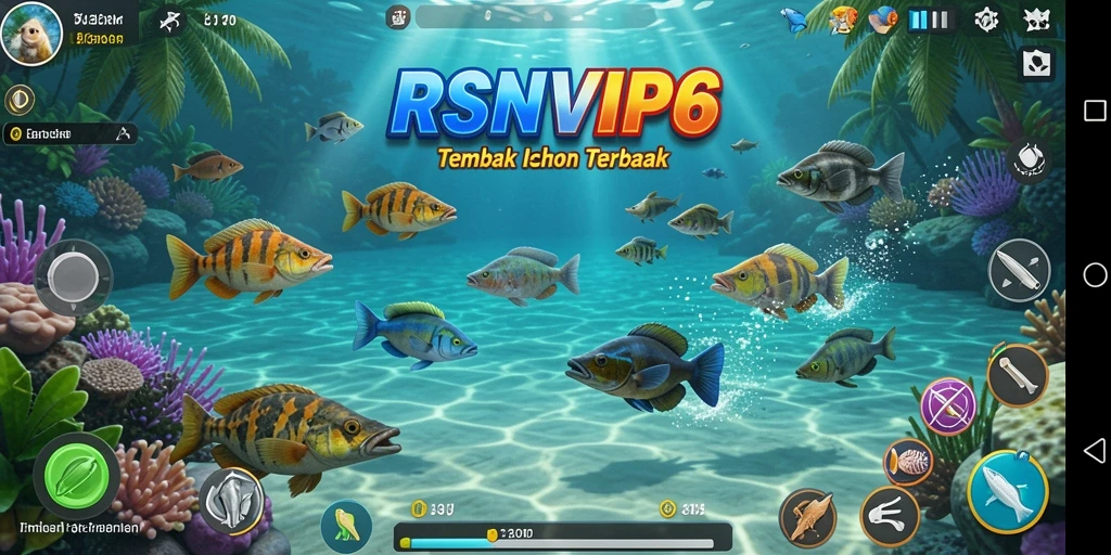 Tampilan gameplay RSNVIP6 dengan aksi menembak ikan yang seru.