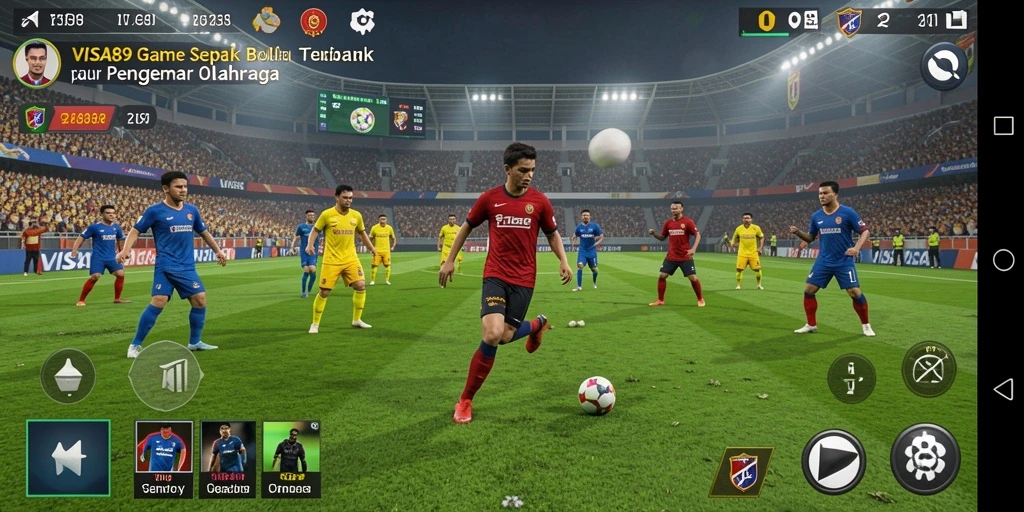 Tampilan gameplay yang seru dan menegangkan dalam pertandingan sepak bola.