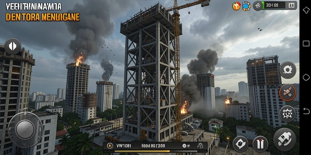 Screenshot VW108 menampilkan aksi pertahanan menara yang menarik.