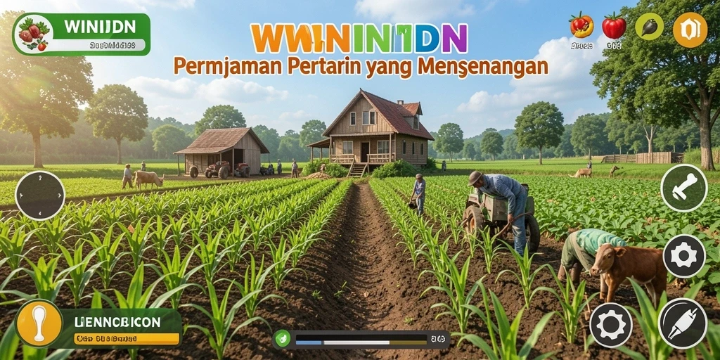 Tampilan gameplay WINIDN yang memukau dengan aktivitas bertani.